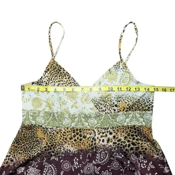 Vintage Y2K Fairycore Baby Doll Cami Top Green Brown Paisley Size Large - Picture 8 of 8